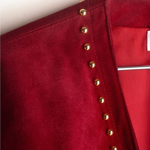 Vintage Yves Saint Laurent Rive Gauche Red Suede Jacket S M - Picture 6 of 6